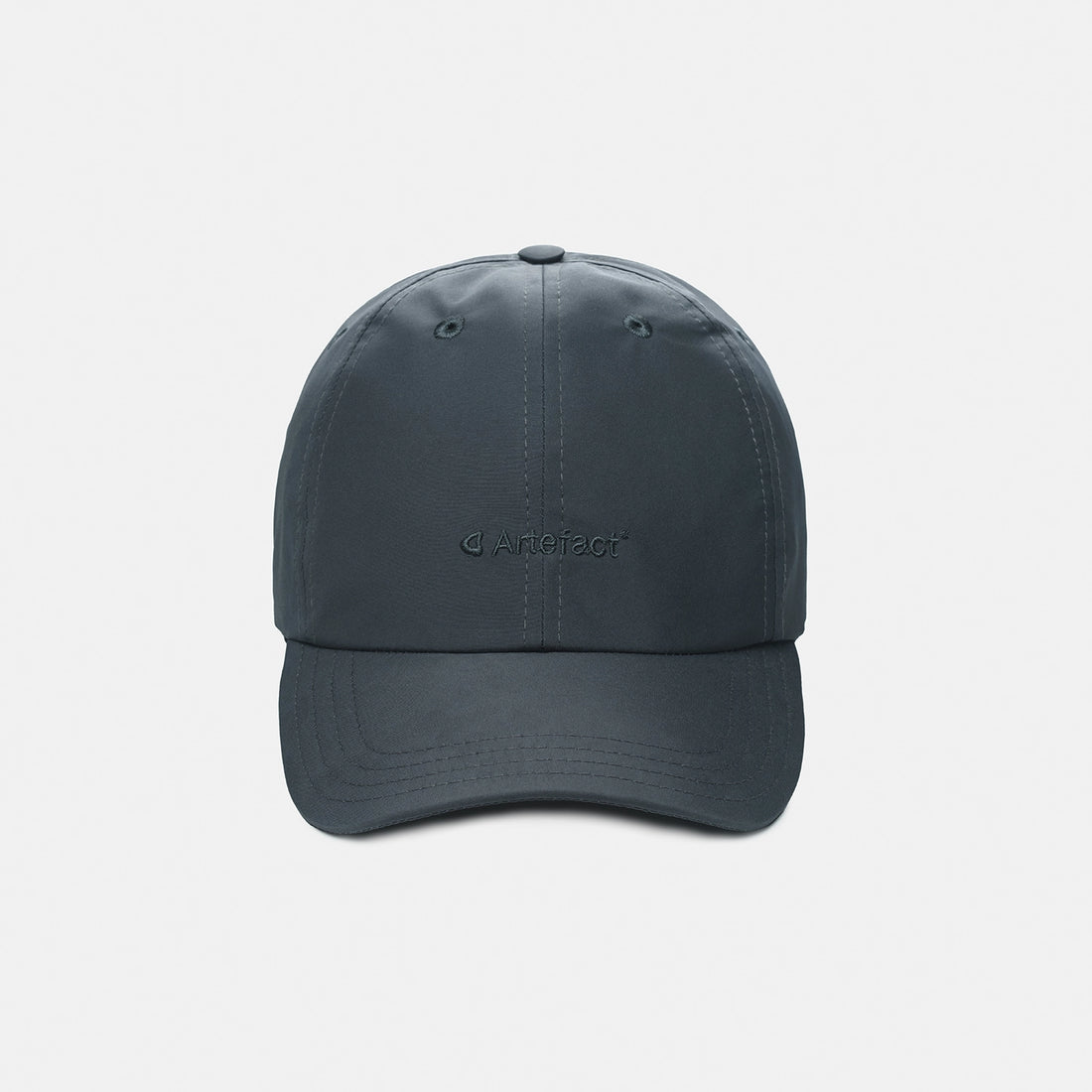 Stratus 6-Panel cap in blue-grey, upcycled – front view