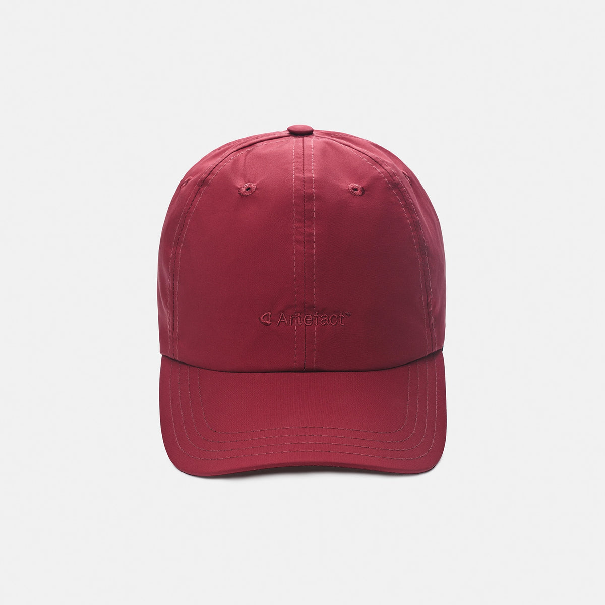 Stratus 6-Panel cap in burgundy, upcycled – front view
